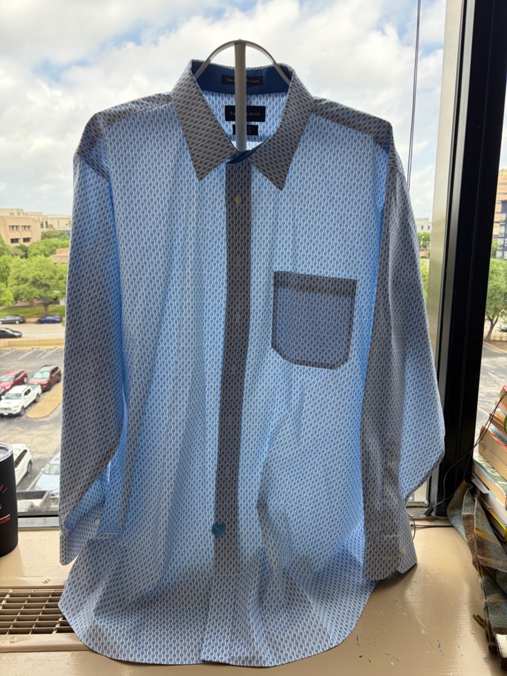 Paul Fredrick Light Blue Dress Shirt with Charcoal Trim